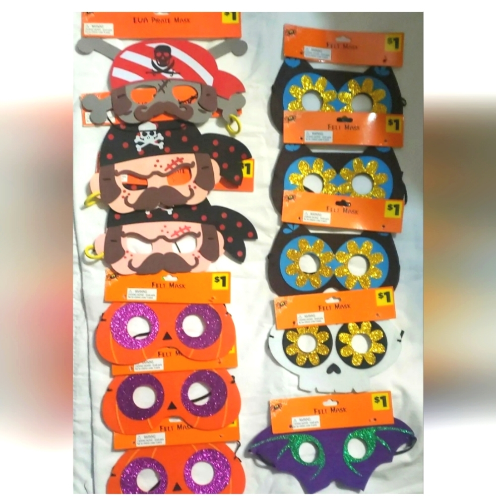 : * 15 Felt & foam eye Masks Girls Boys Cosplay Masquerade Party favor Halloween - Picture 2 of 11